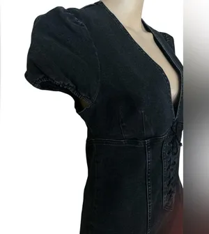 NWT Free People Something Sweet Mini black denim dress 4 thumbnail 7