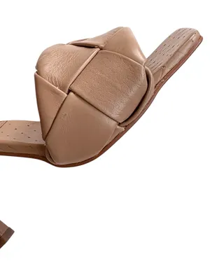 Like New Vince Camuto Leather Brelanie Woven Heeled Sandals Tan Size 5.5 thumbnail 7