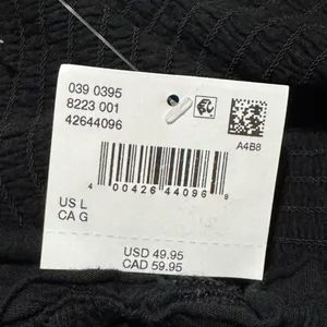 American Eagle Black Smocked Mini Dress Ruffle Hem Sleeveless Size Large thumbnail 6