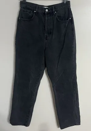 PacSun Womens Dad Jean Black High Rise Straight‎ Leg Button Fly Denim Size 28 thumbnail 1