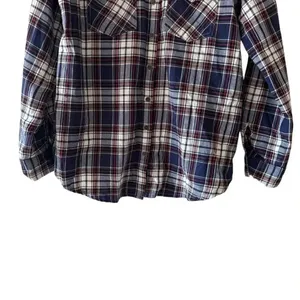 Altar’d State Shirt Button Front Blue Plaid Flannel Mixed Media Lace SZ L #2315 thumbnail 3