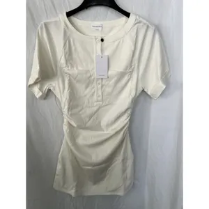 Lovers And Friends Flora Short Sleeve Ruched‎ WINTER White Mini Dress Sz M NWT thumbnail 2