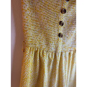 SHEIN‎ Yellow Heart Print Smocked Strapless Wide Leg Jumpsuit Small Boho Summer thumbnail 2