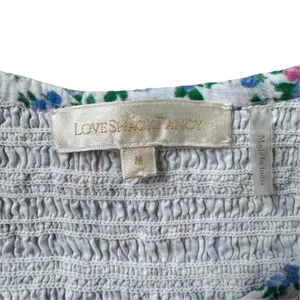 LoveShackFancy Violet Smocked Mini Dress Blue Floral thumbnail 4