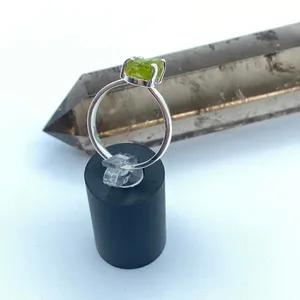 Natural Rough Green Apatite Rough Sterling Silver Ring Green thumbnail 3