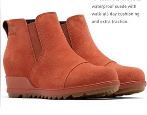 SOREL evie pull on suede bootie orange Waterproof size 5.5 thumbnail 1
