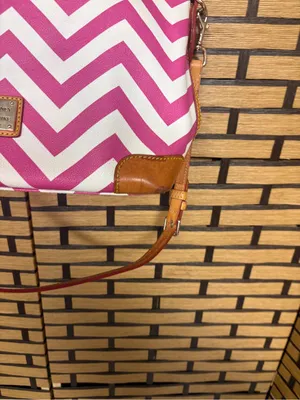 Dooney & Bourke pink and white Chevron satchel thumbnail 2
