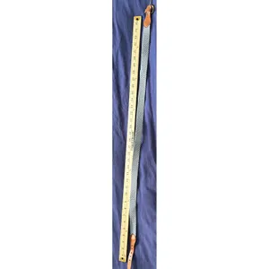 Woven Braided Fabric Belt Light Blue White Gold Buckle Faux Leather Trim 35 Inch thumbnail 4