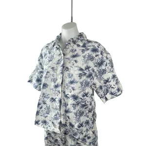 NEW Abercrombie & Fitch Blue Tropical Button Up Shirt Shorts 2 Pc Set Size S thumbnail 2