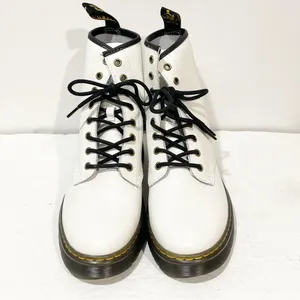 Dr. Martens Women's Size 10 Zavala Combat Boots White Leather 8 Eyelet Lace Up‎ thumbnail 2