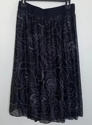 Metrowear Black Floral Maxi Shimmer Skirt thumbnail 1