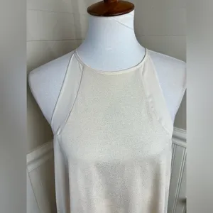 Lila Clothing Co Champagne Shimmer Halter Swing Mini Dress Large thumbnail 9