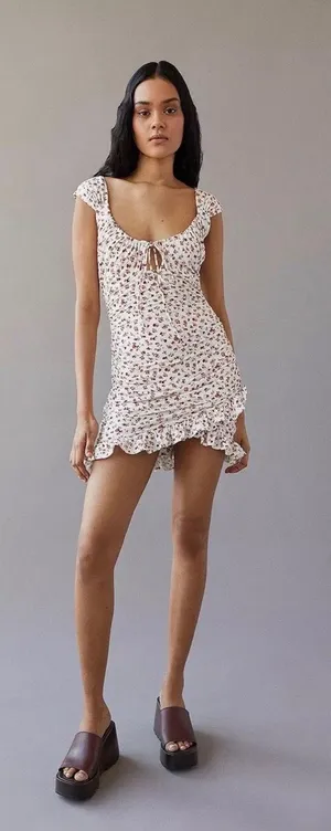 Urban Outfitters Eve Ditsy Floral Ruffle Mini Dress Small thumbnail 1