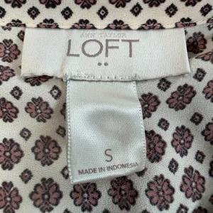LOFT Ann Taylor Women's Small Brown Cream Floral Button Up Blouse Lightweight thumbnail 5