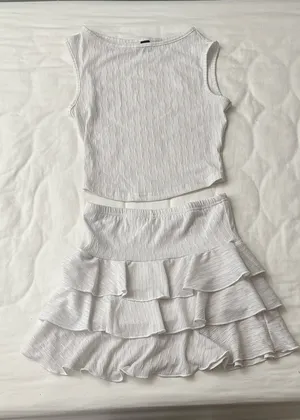 SHEIN white ruffle set thumbnail 1