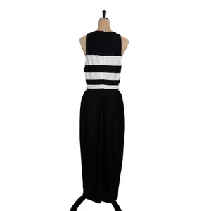 Lauren Ralph Lauren Black White Stripe Cut-Out wedding guest Maxi Dress Size 14 thumbnail 3