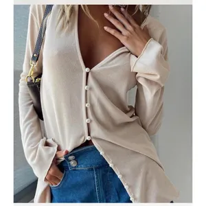 Princess Polly Beige Pearl Button‎ Knit Cardigan Long Sleeve V Neck Women's S thumbnail 5