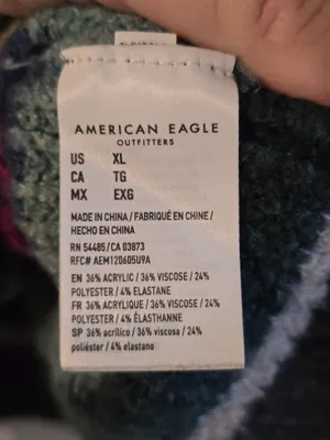 American Eagle Dark Green Multicolor Striped Cozy Sweater XL thumbnail 3
