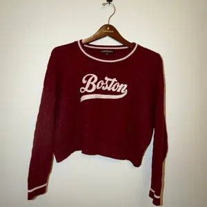 Harper & Ivy Boston Cable Knit Sweater Large Maroon Varsity Preppy Cropped Retro thumbnail 8