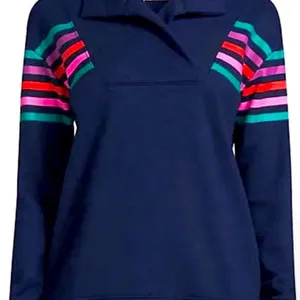 Land’s End Serious Sweats Striped Long Sleeve Collared Pullover Sweatshirt thumbnail 11