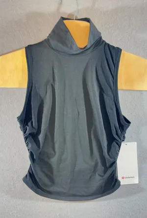 615‎ | NWT Lululemon See the Horizon Tank Black Ruched Mock Neck Size Small thumbnail 1