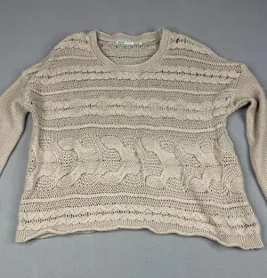 Kimchi Blue Urban Outfitters Sweater XS Cream Cable Knit Wool Blend Oversized thumbnail 1