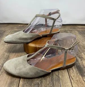 Ralph Lauren Collection Suede T-Strap Flats Sage Green Made in Italy 7B 41000S thumbnail 1