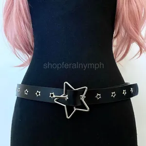 Black Y2K Grunge Star Buckle Star Grommet Belt, Fits 6 to 38 Inches, X7GA1403 thumbnail 3