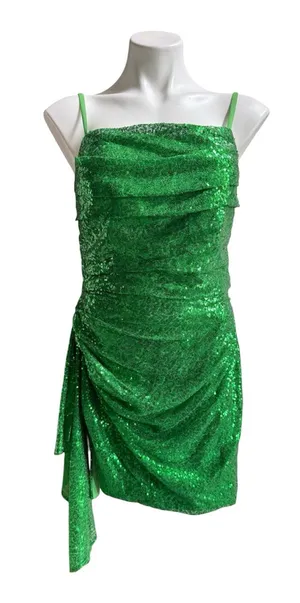 ABCDress Sequin Spaghetti Strap Mini Dress Green Size 8 NWT thumbnail 1