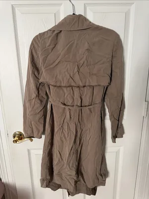 Women's Taupe Trench Coat 100% tencel log HR weight IPEKYOL size 10 thumbnail 4