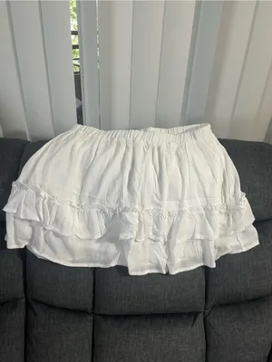 Urban Heritage White Tiered Ruffle Mini Skirt thumbnail 3