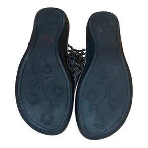 Berkley Jensen Womens Black Laser Cut Rhinestone Wedge‎ Thong Sandals Size 9.5 thumbnail 6