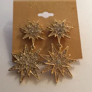 Rachel Roy Starburst 2 tier Gold & Crystal Earring thumbnail 2