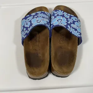 Birkis by Birkenstock Slide Sandals Blue Flower‎ Womens Size 38 Narrow W7 thumbnail 7
