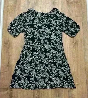 MI AMI‎ | FRANCESCA'S | NWT Black and White Floral Ruffle Collared Mini Dress, S thumbnail 1