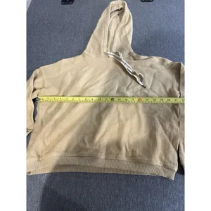 Aerie Tan Oversized Cropped Tan Ribbed Hoodie Womens Sz S thumbnail 6
