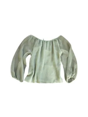 Vintage Sheer Chiffon Blouse Light Green Romantic Cottagecore Feminine Boho thumbnail 5