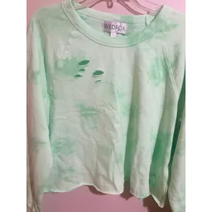 Wildfox Distressed Tie Dye Sweatshirt Womens L Mint Green NWT thumbnail 7