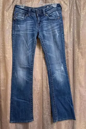Miss Me Chain Pocket Low Rise Bootcut Western Rhinestone Jeans Size‎ 28 thumbnail 1
