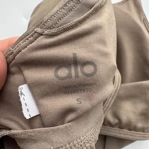 Alo Yoga Lavish Bra Bralette Strapped Mesh Band Glossy Gravel Shine Size Small thumbnail 5