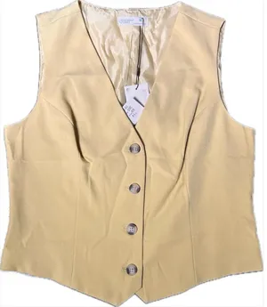 NWT Primark Cares Butter Yellow Tailored Waistcoat Vest Top Button Front Medium thumbnail 1