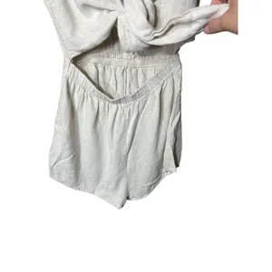 Princess Polly Ragnar Beige Linen Blend Tie Front Romper Size 4 thumbnail 3