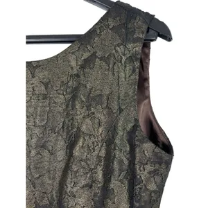 MM Couture By Miss Me Brown Gold Shimmer Lace Plunging Back A-line Dress S NWT thumbnail 4
