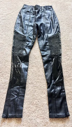 Maniere De Voir Faux Leather Moto Pants thumbnail 1
