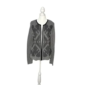 Pendleton Open Front Geometric Print Cardigan Sweater Size: Med thumbnail 2