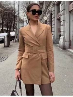 Zara Camel Double-Breasted Belted Trench Coat‎ thumbnail 15