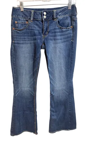 American Eagle Artist Flare Jeans Womens 6 Short Blue Excellent Super Stretch thumbnail 1