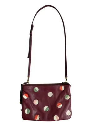 Fossil Devon Carbenet Wine Pebble Leather Dot Crossbody Shoulder Bag thumbnail 2
