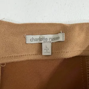 Charlotte Russe tan‎ faux suede pencil zip mini skirt business casual neutral L thumbnail 5