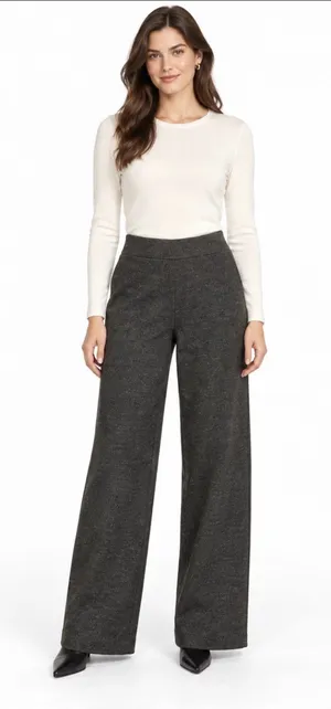 COS Charcoal Grey Wide-Leg Trousers size small wool blend thumbnail 1